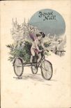CPA Fantaisie Ange Velo Cycle Noel 