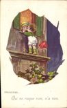 Vintage Postcard Fantaisie Children Proverb Which does not risk anything does not have anything