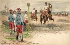 Vintage Postcard Horsemanship Equestrian sports Horse Jumps of Militaria obstacles