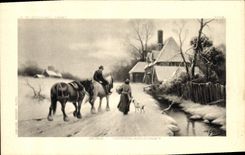 Vintage Postcard Horsemanship Equestrian sports Horse Winter