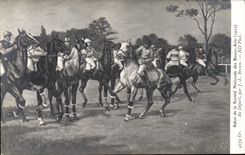 CPA Equitation Hippisme Cheval Salon 1910 Au depart Brown 