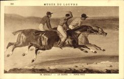 CPA Equitation Hippisme Cheval Paris Musee du Louvre Gericault La course 