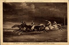 CPA Equitation Hippisme Cheval Paris Musee du Louvre Gericault Course de chevaux a Epsom 