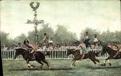 Vintage Postcard Horsemanship Equestrian sports Horse races the arrival Children Babies
