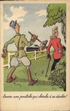 Vintage Postcard Equitation Equestrian sports Horse Still a filly which seeks has to be concealed