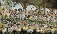 Vintage Postcard Horsemanship Equestrian sports Horse races the platforms Children Babies