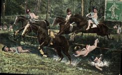 CPA Equitation Hippisme Cheval Les courses Le fosse Enfants Bebes 