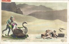 Vintage Postcard Fantasy Year 1909 1910 Swan