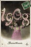 CPA Fantaisie Annee 1908 Enfant Bonne annee 