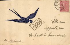 CPA Fantaisie Annee 1905 Hirondelle Oiseau 
