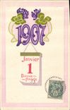 CPA Fantaisie Annee 1907 Fleurs Trefles 