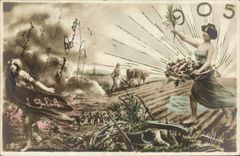 Vintage Postcard Fantasy Year 1904 1905 Ploughing Plow