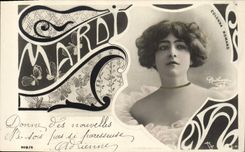 Vintage Postcard Fantasy Day Woman Tuesday