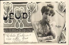 Vintage Postcard Fantasy Day Woman Thursday