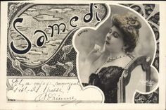 Vintage Postcard Fantasy Day Woman Saturday