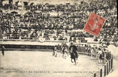 Postal Corrida Corrida de toros Alguazil que informan de la clave de Toril