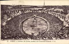 CPA Corrida Course de Taureaux Nimes Interieur des arenes pendant une course de taureaux 