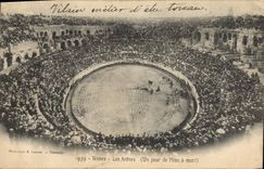 CPA Corrida Course de Taureaux Nimes Les arenes Un jour de mise a mort 