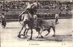 CPA Corrida Course de Taureaux Une pique 