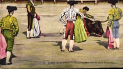 CPA Corrida Course de Taureaux Puntillero donnant le coup de grace 