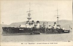 Vintage Postcard Warship the Republic Armours squadron