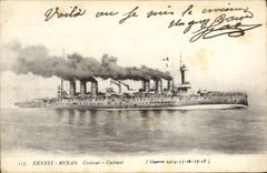 CPA Bateau de Guerre Ernest Renan Croiseur Cuirasse 