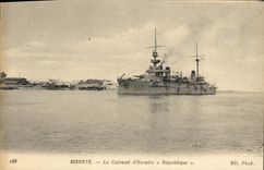 CPA Bateau de Guerre Bizerte Le cuirasse d'escadre Republique 