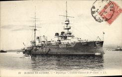 CPA Bateau de Guerre Republique Croiseur Cuirasse de 1ere classe 