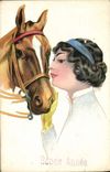 CPA Equitation Hippisme Cheval Femme 