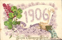 Vintage Postcard Fantasy Year 1906 Flowers Clover