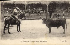 CPA Corrida Course de Taureaux Citant le taureau pour une pique 