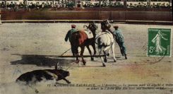 Postal Corrida Corrida de toros el arrastre el toro muerto es lazo y arrastre fuera de la arena