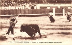 CPA Corrida Course de Taureaux Suerte de Banderillas 