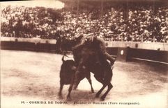 Postal Corrida Curso de Toros Picador y de Toro