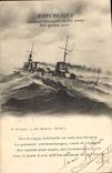 CPA Bateau de Guerre Republique Cuirasse Francais de 1er rang par grosse mer