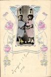 Vintage Postcard Fantasy Flowers Children Clown