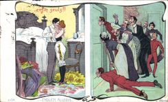 Vintage Postcards Fantasy Woman Finally alone