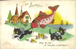 CPA Fantaisie Chat Chats Chaton 1er Avril 