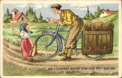 Vintage Postcard Fantaisie Child Bicycle Cycles