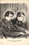 Vintage Postcard Edmond and Jules de Goncourt according to Gavarni
