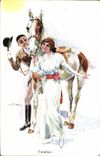 Vintage Postcard Horse Horsemanship Equestrian sports Flirtation Woman
