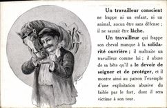 CPA Cheval Equitation Hippisme Un travailleur conscient