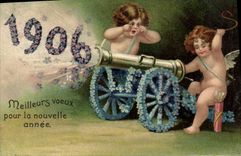 Vintage Postcard Fantasy Flowers Year 1906 Angel Canon Angels