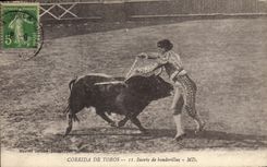 Postal Corrida Curso de toros Suerte de banderillas