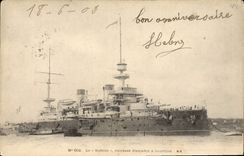 CPA Bateau de Guerre Le Suffren Cuirasse d'escadre a tourelles 