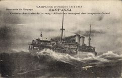 CPA Bateau de Guerre Sant'Anna Croiseur auxiliaire de 1er rang Affecte au transport des troupes en Orient 