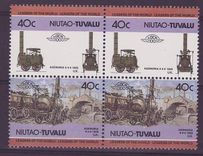 Niutao Tuvalu 40c Train Agenoria 0-4-0 1829 ** Luxe Bloc de 4