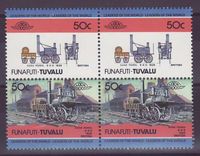 Funafuti Tuvalu 50c Train Sans Pareil 0-4-0 1829 ** Luxe Bloc de 4