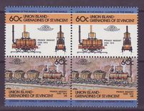 Grenadines of St Vincent 60c Train Prince Regent 1812 ** Luxe Bloc de 4