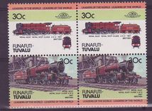 Funafuti Tuvalu 30c Train Royal Scot 1927 ** Bloc de 4